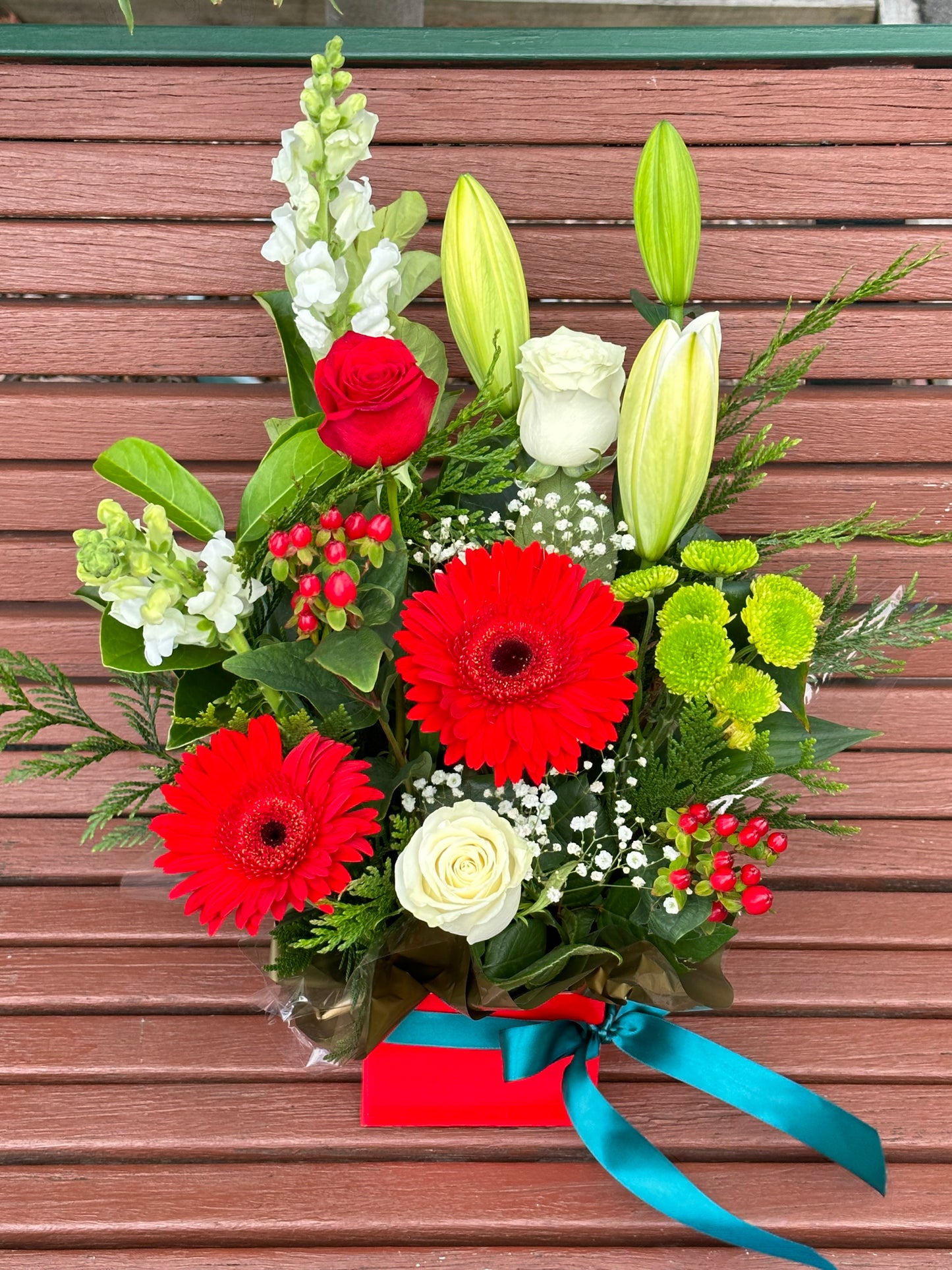 Christmas festive box (Designer choice red green white )
