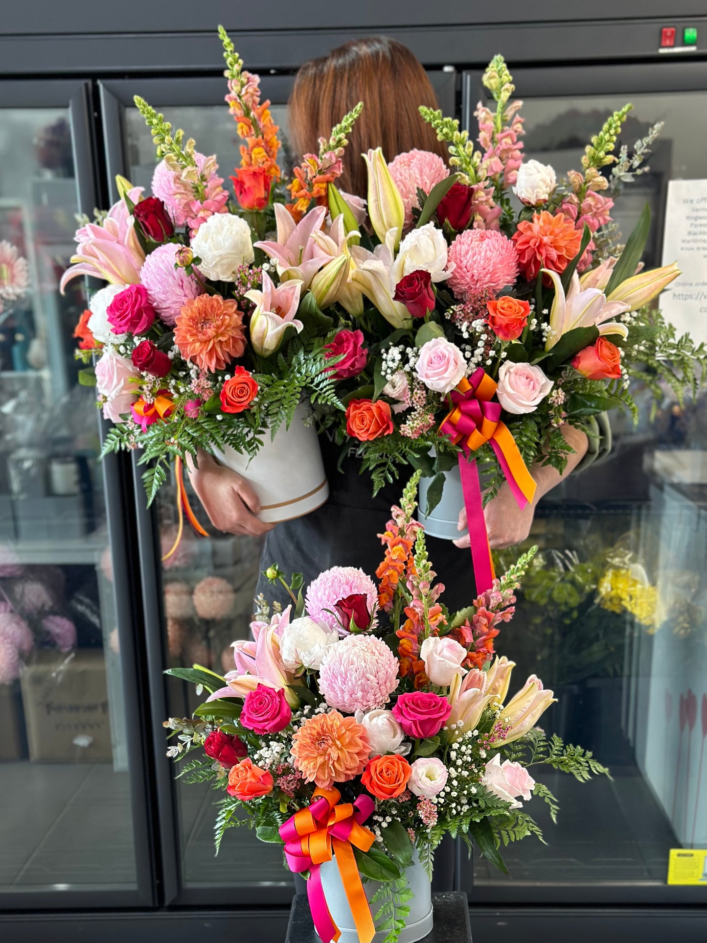 Colourful blooms in Hat box (seasonal ) - Vermont Florist