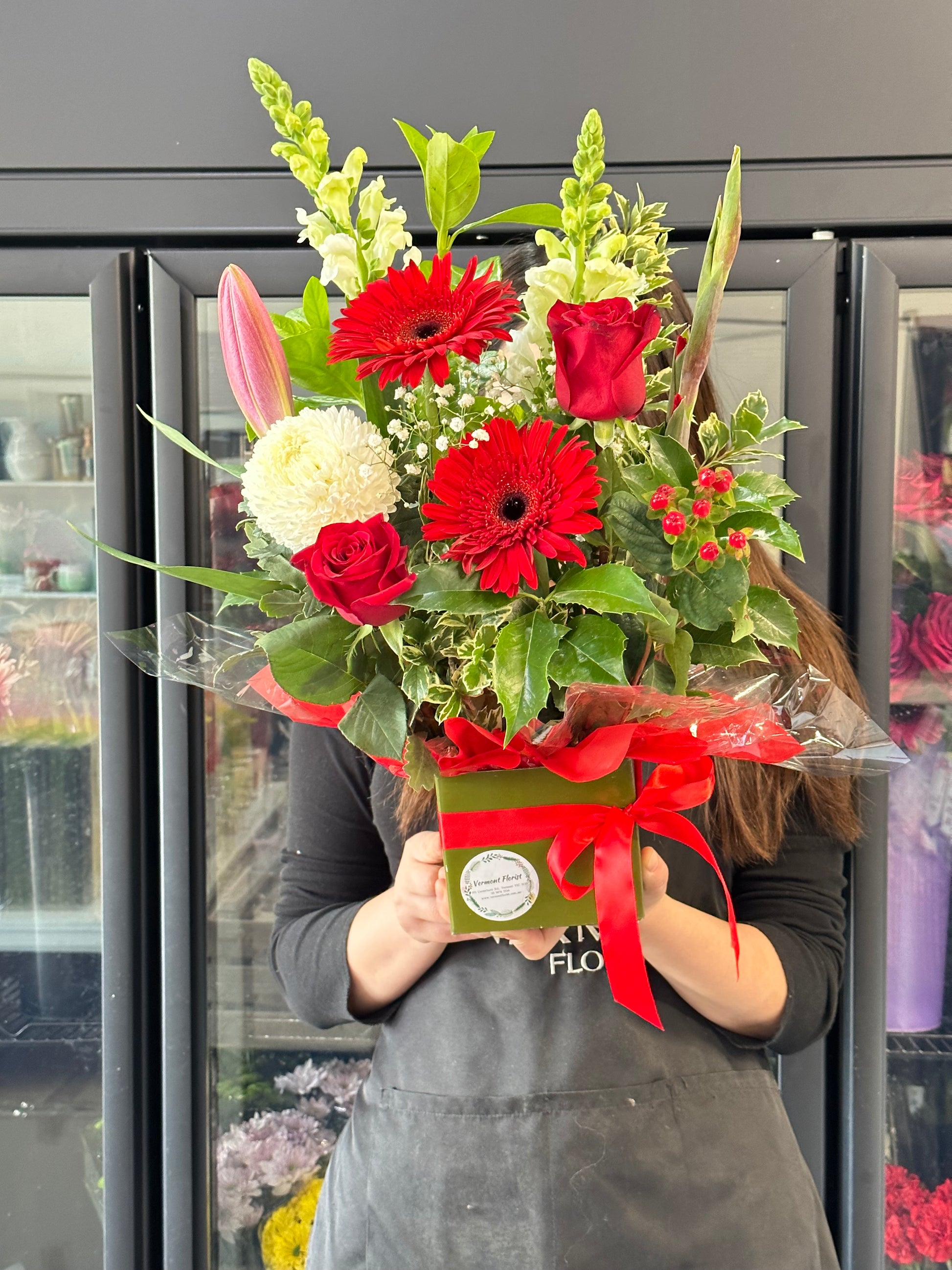 Christmas festive box (Designer choice red green white ) - Vermont Florist