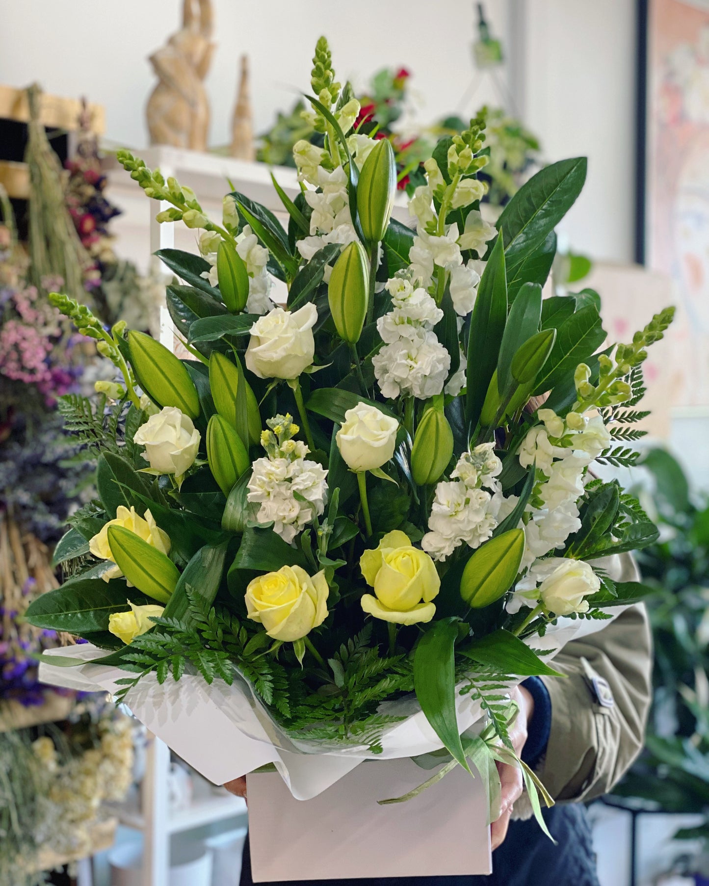 White sympathy Box - Vermont Florist