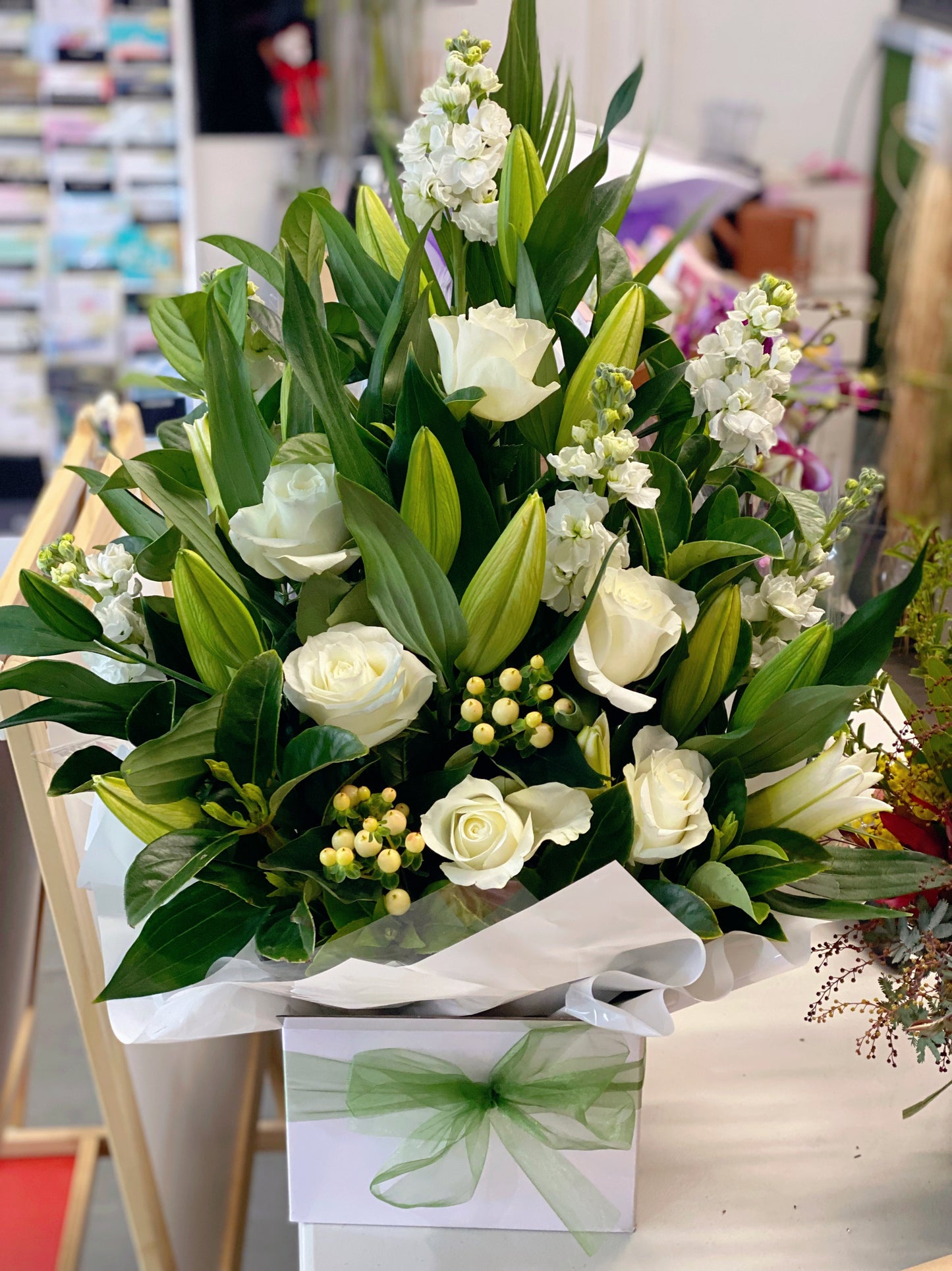 White sympathy Box - Vermont Florist