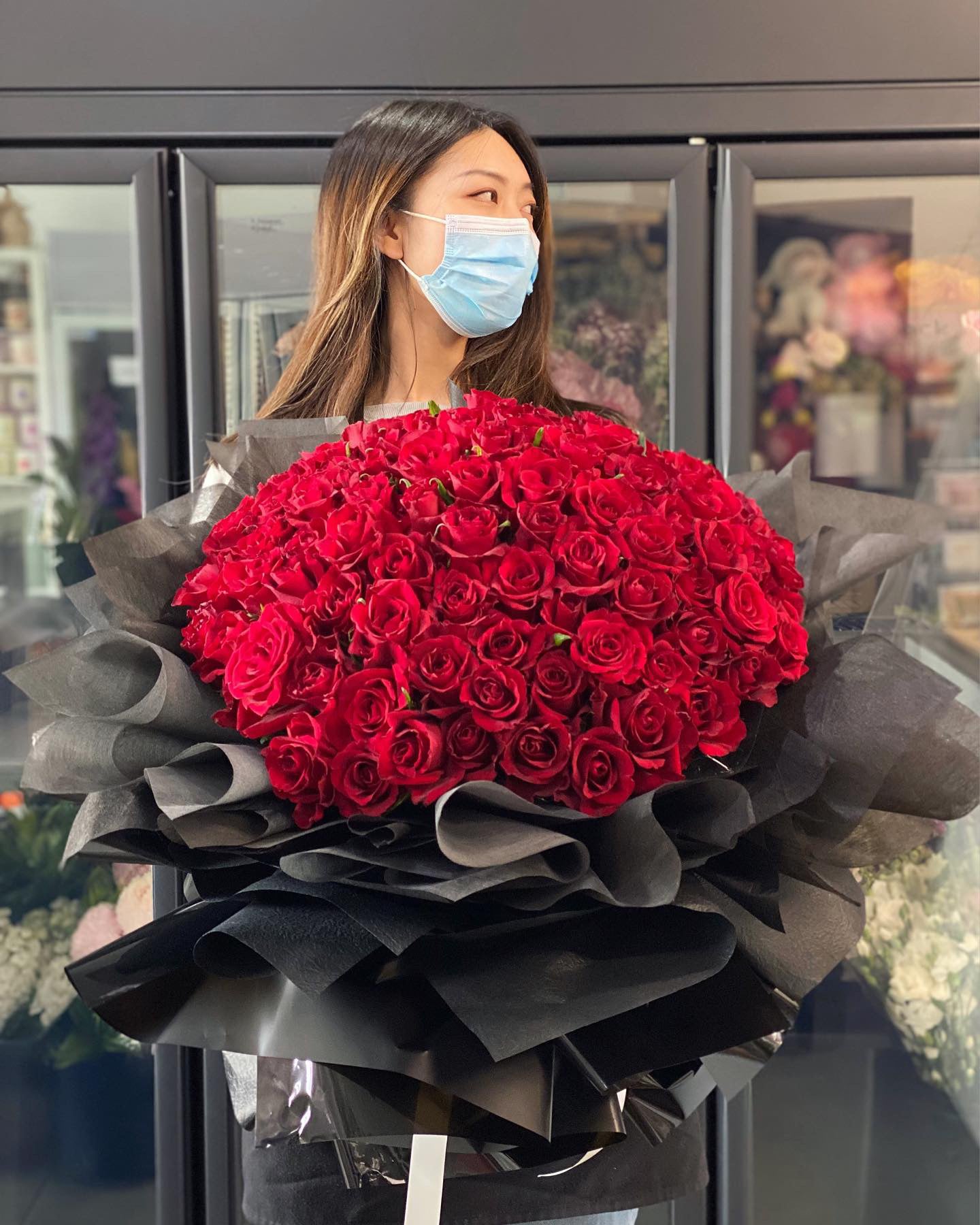Eternal love (99 premium long stem red rose hand bouquet) - Vermont Florist