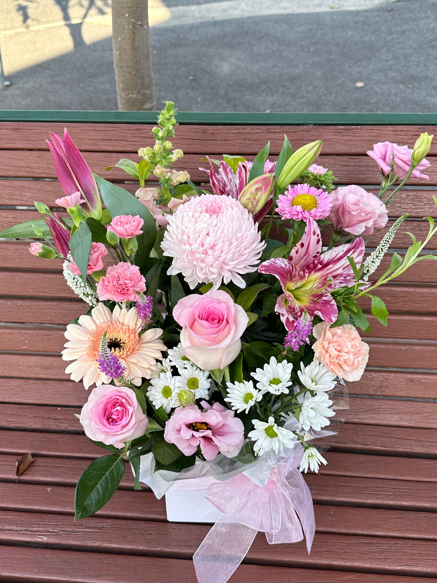 Mother’s Day box arrangement (pinky & white soft tone designer choice) - Vermont Florist