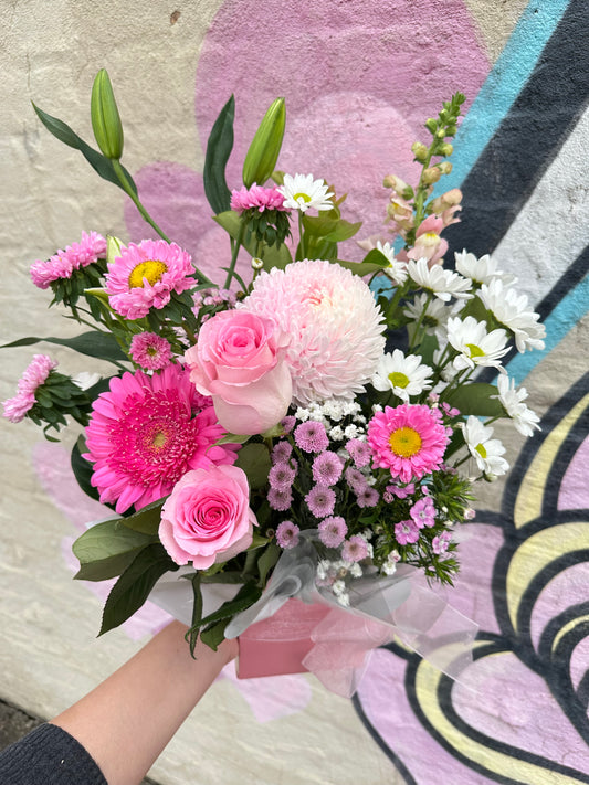 Mother’s Day box arrangement (pink & white designer choice)
