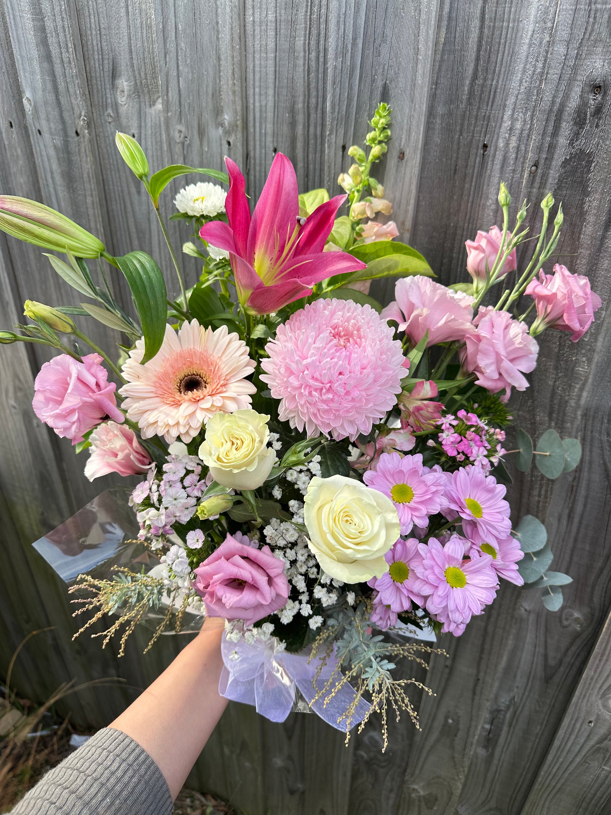 Mother’s Day box arrangement (pinky & white soft tone designer choice) - Vermont Florist