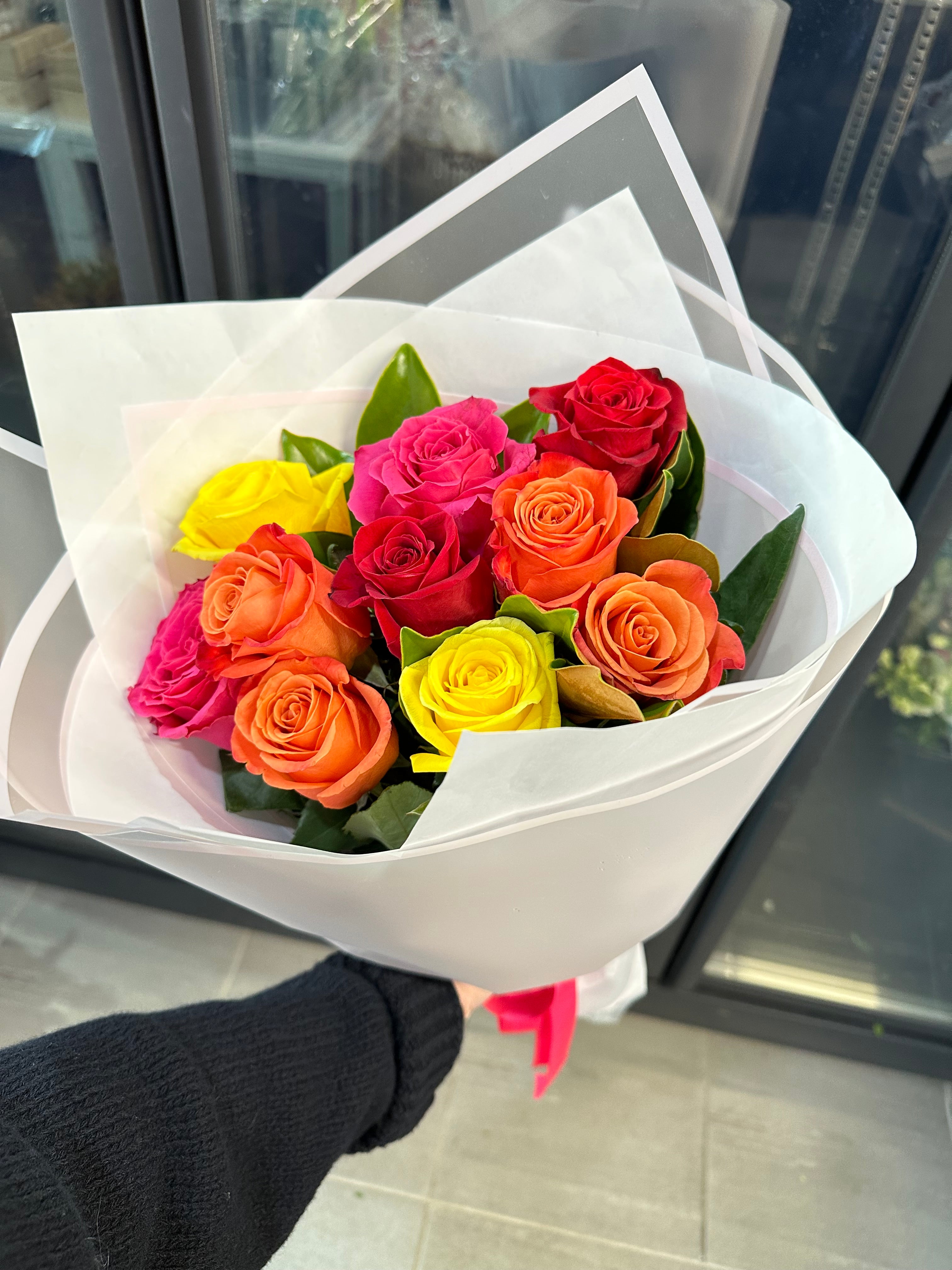 Mixed colour Ecuador roses bunch - Vermont Florist