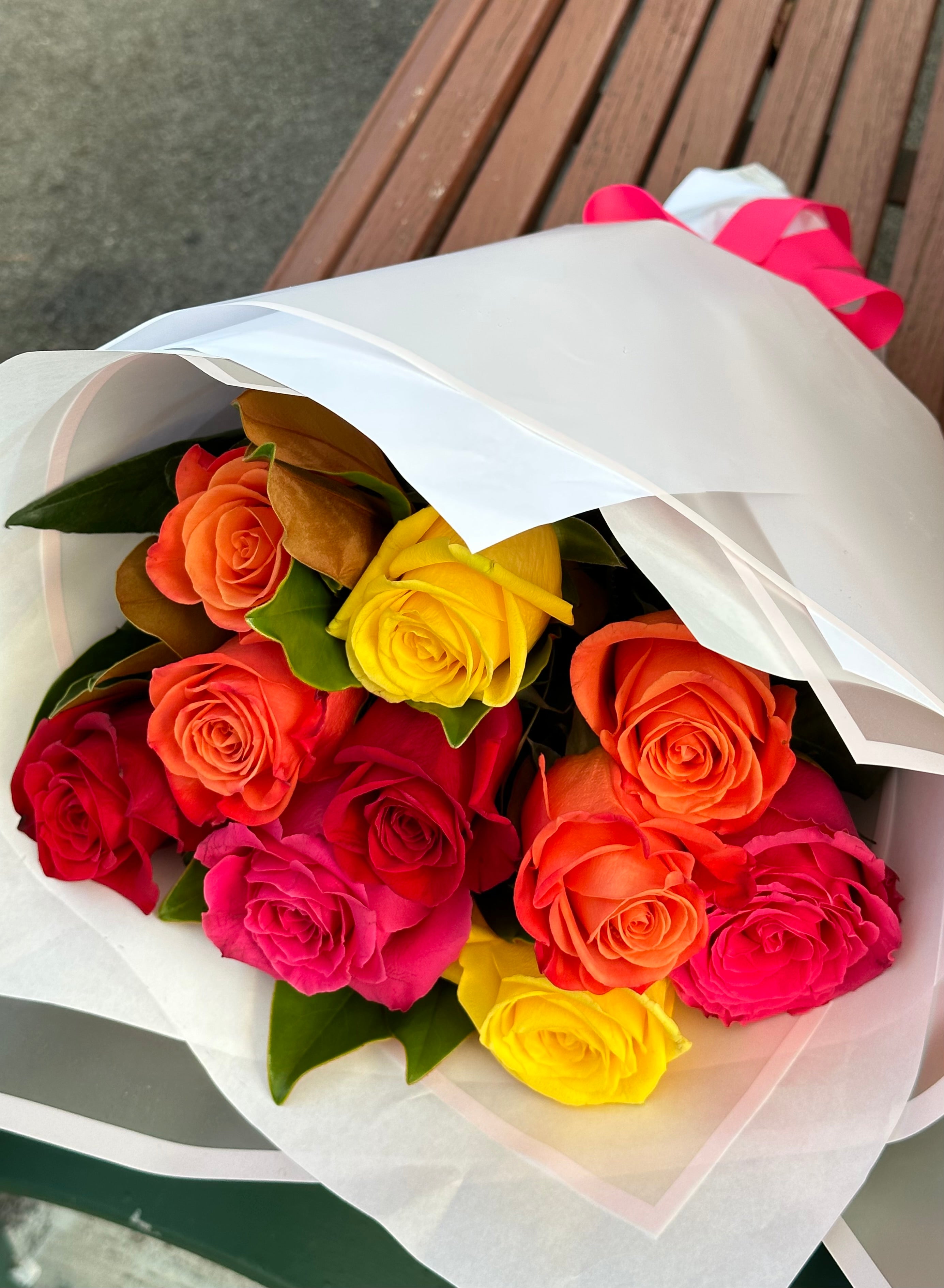 Mixed colour Ecuador roses bunch - Vermont Florist
