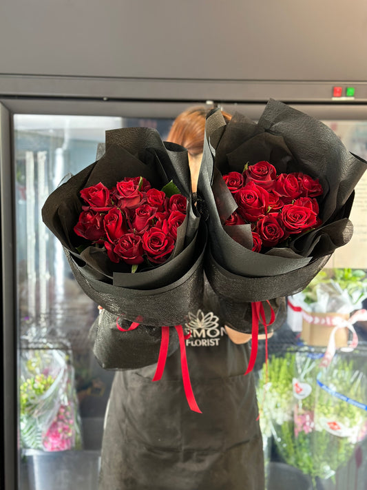 ONLY YOU( Luxury Red rose bouquet with Black wrapping) - Vermont Florist
