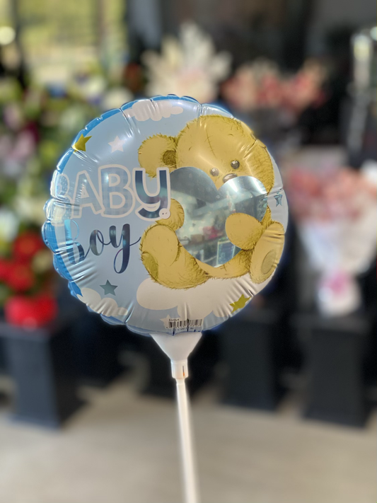 Baby boy stick ballon to go with flowers - Vermont Florist
