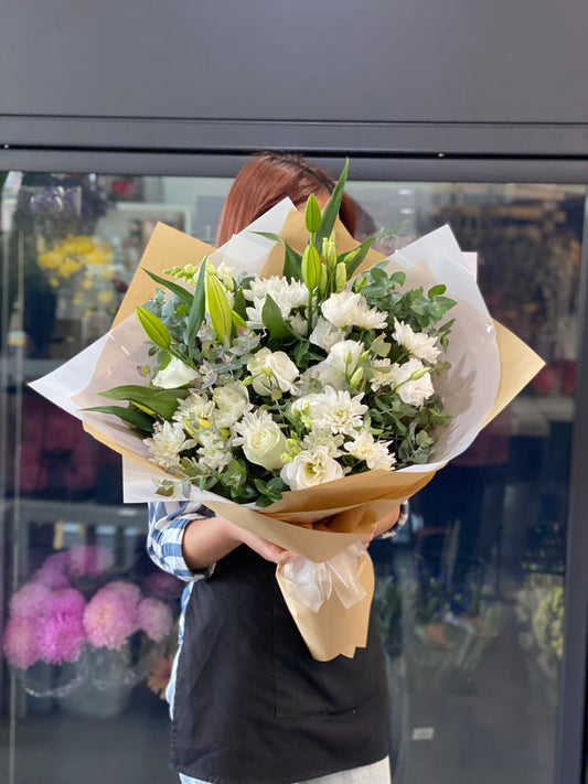 All White bouquet - Vermont Florist