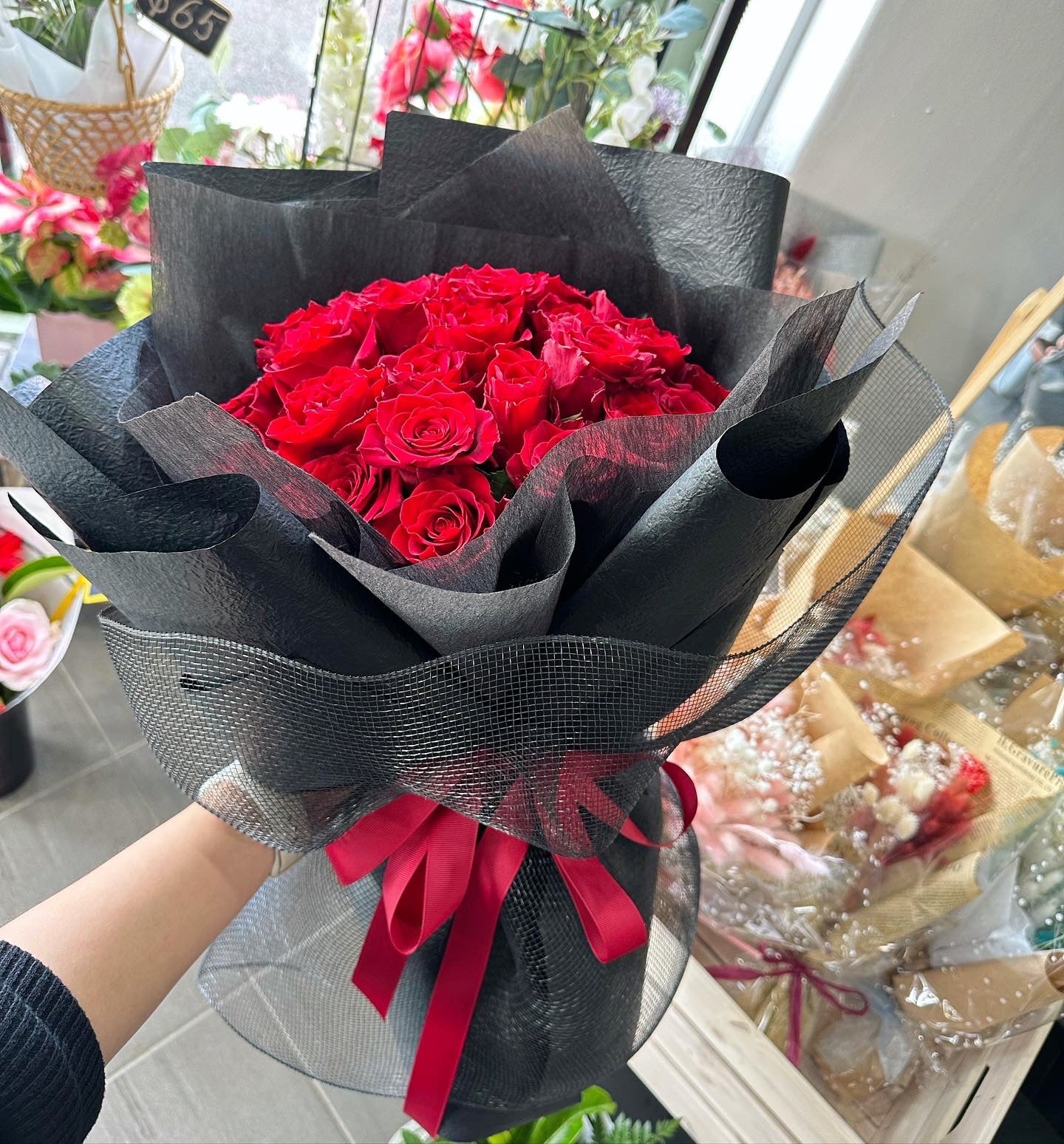 ONLY YOU( Luxury Red rose bouquet with Black wrapping) - Vermont Florist